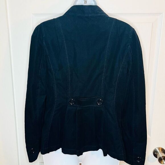 Ann Taylor Corton Corduroy Blazer Jacket Notched Lapel Button Dark Navy Blue 6 - Picture 7 of 9